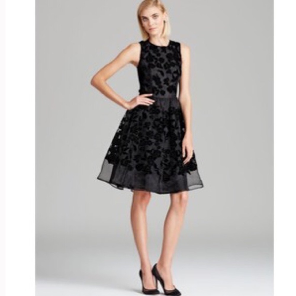 French Connection Velveteen Rose Dress, black, 2